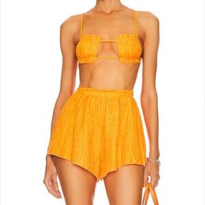 Camila Coelho High Waist Shorts + Top Orange Set